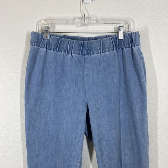 Soft Surroundings Women's Metro Leggings Size Large Blue Pull On Ankle Snap - Picture 2 of 9